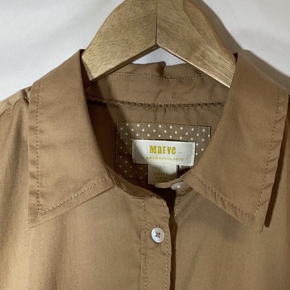 Anthropologie MAEVE The Bennet Buttondown Shirt Camel Size Small - Picture 12 of 16